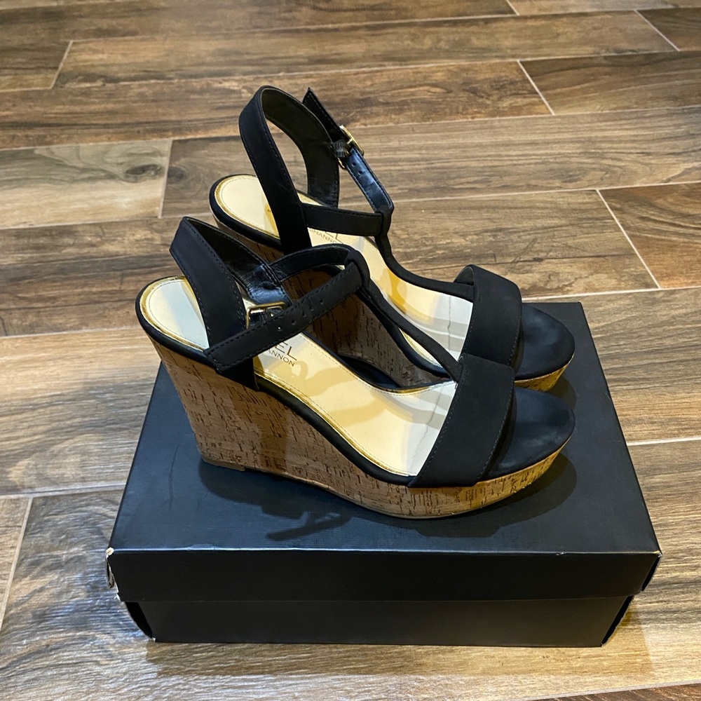 Michael Shannon wedged heels 8.5 black
